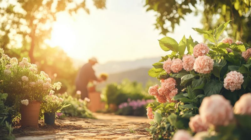 Garden with Agapanthus
